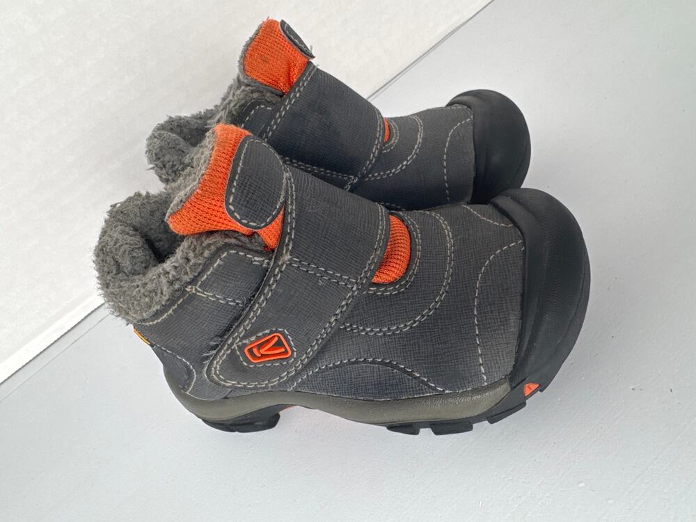 KEEN kootenay kids toddlers mid waterproof gray and orange size 9
